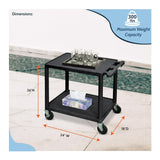 Luxor 26-Inch 2-Shelf Multipurpose AV Cart with Push Handle and 4-Inch Ball Bearing Casters (Black)