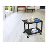 Luxor 26-Inch 2-Shelf Multipurpose AV Cart with Push Handle and 4-Inch Ball Bearing Casters (Black)