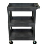 Luxor SEC111-B 24 x 18 Inch Plastic Utility Tub Cart with Three Shelves and Ergonomic Handle (Black)