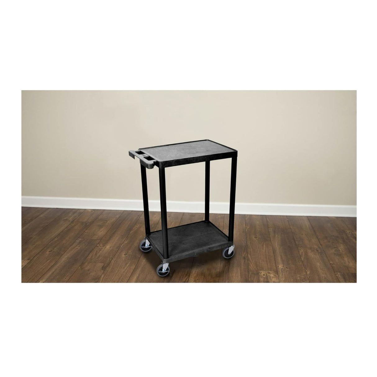 Luxor STC22-B Multipurpose Utility Cart with 2 Shelves and Thermoplastic Resin Body (Black)