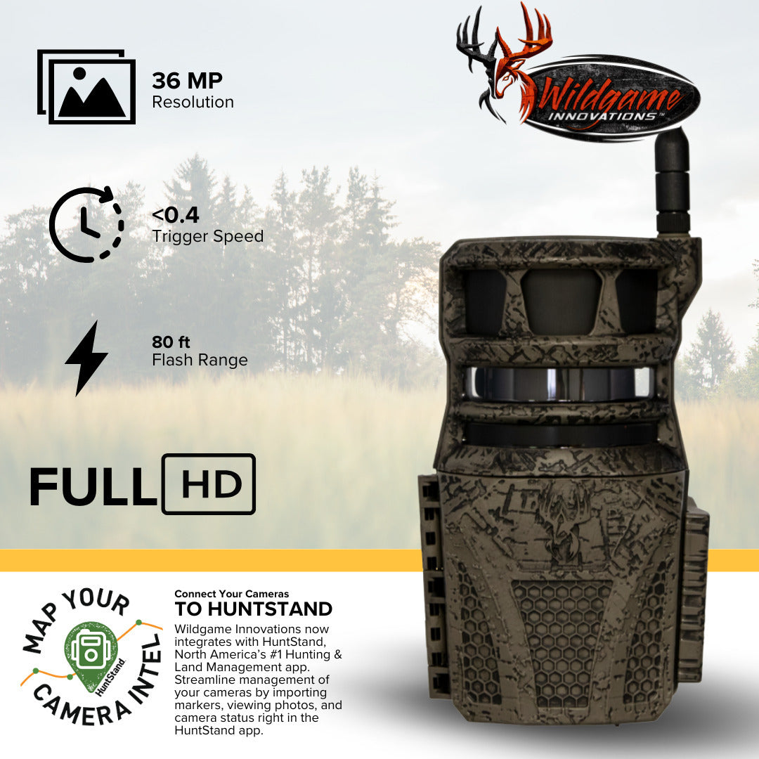 Wildgame Innovations Orbit 360-Degree 36MP Trail Camera (6-Pack) with 6 x 5400mAh Battery Bundle