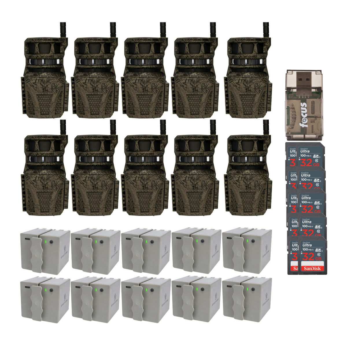 Wildgame Innovations Orbit 360-Degree 36MP Trail Camera (10-Pack) with 10 x 5400mAh Battery Bundle