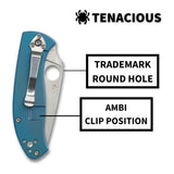 Spyderco Tenacious PlainEdge Folding Pocket Knife with 3.35 Inch 8Cr13MoV Blade (Open Box)