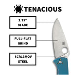 Spyderco Tenacious PlainEdge Folding Pocket Knife with 3.35 Inch 8Cr13MoV Blade (Open Box)