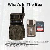 Wildgame Innovations Orbit 360-Degree 36MP Trail Camera (4-Pack) with Memory Card (4-Pack) Bundle