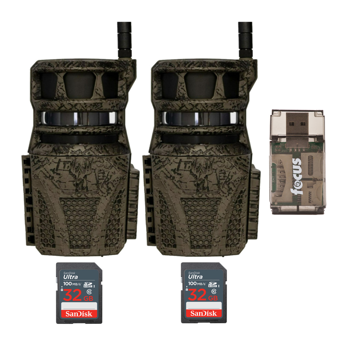 Wildgame Innovations Orbit 360-Degree 36MP Trail Camera (2-Pack) with Memory Card (2-Pack) Bundle