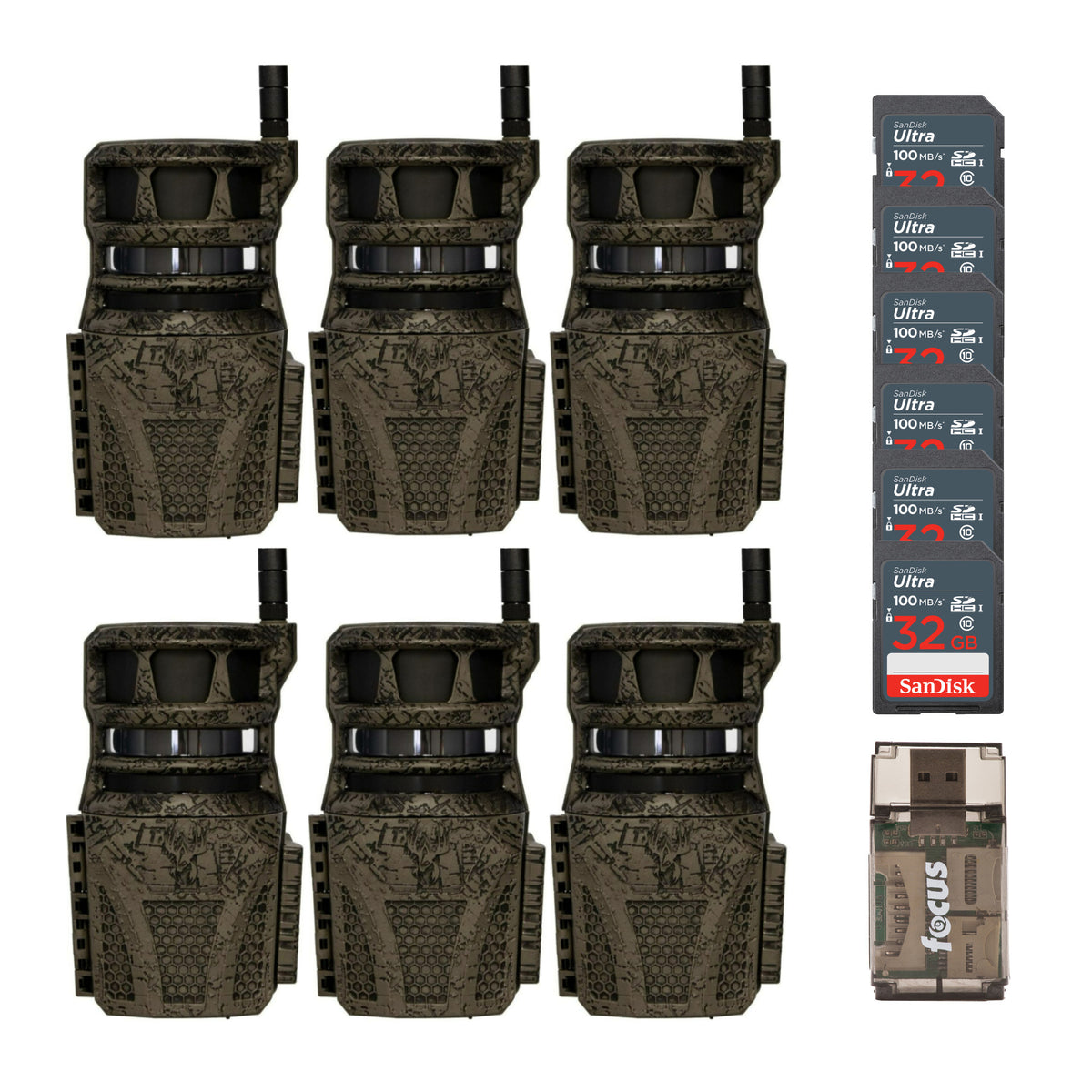 Wildgame Innovations Orbit 360-Degree 36MP Trail Camera (6-Pack) with Memory Card (6-Pack) Bundle