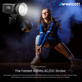 Westcott FJ400 II Touchscreen Strobe with FJ Pro AC and DC Battery (400Ws) with Power Adapter Bundle