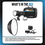 Westcott FJ400 II 400Ws Compact Touchscreen Strobe and ProMax AC and DC Battery (Black) Bundle