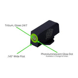 XS Sights R3D Tritium Night Sight Green for Glock with Steel Construction and Photoluminescent Glow