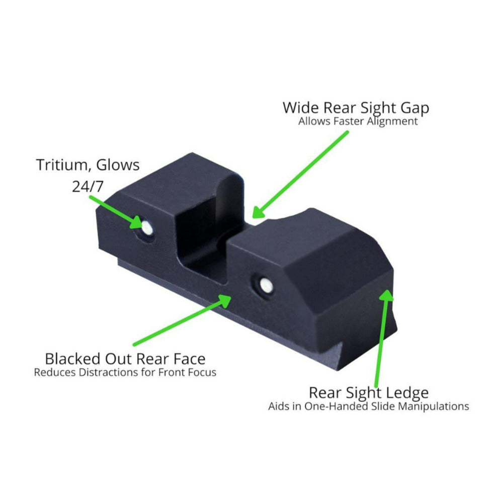 XS Sights R3D Tritium Night Sight Green for Glock with Steel Construction and Photoluminescent Glow