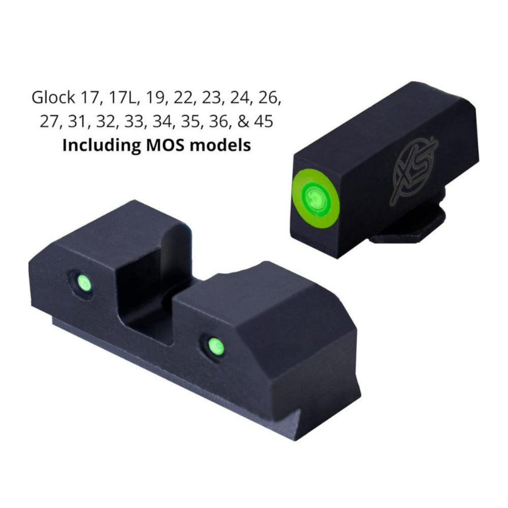 XS Sights R3D Tritium Night Sight Green for Glock with Steel Construction and Photoluminescent Glow