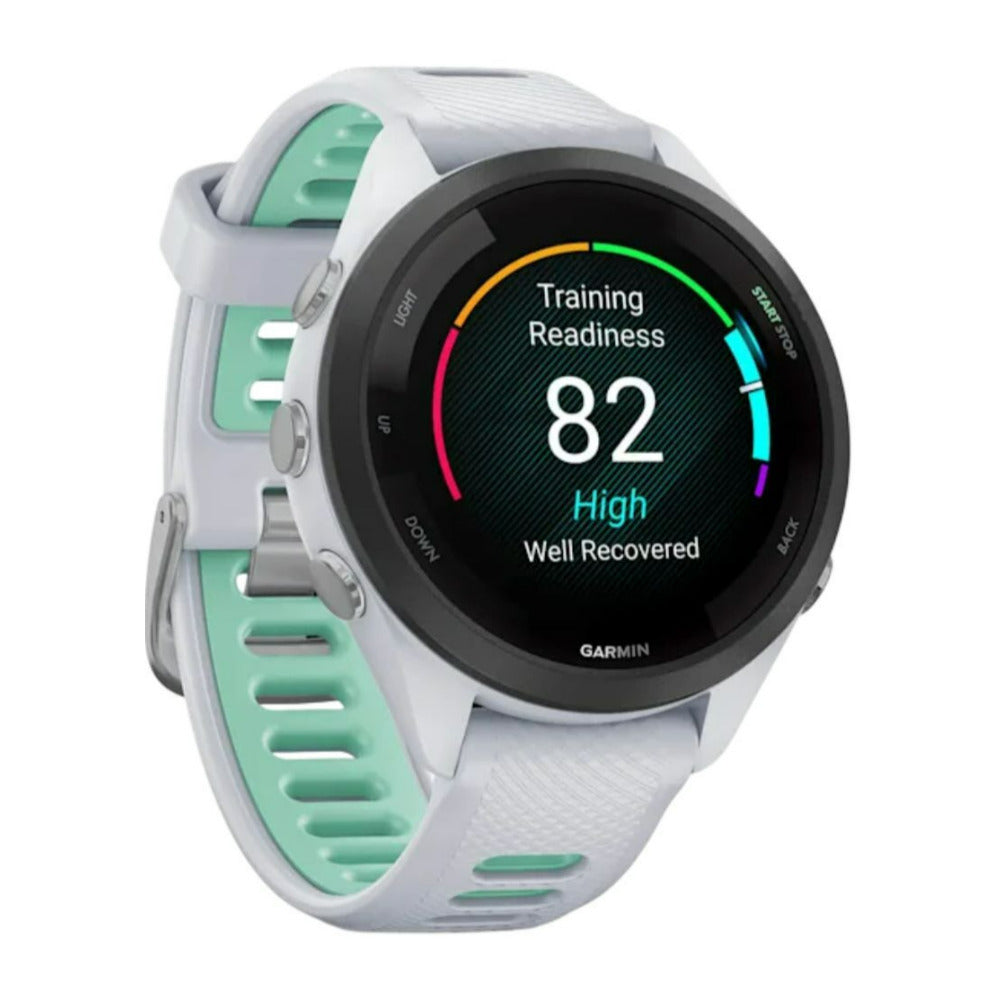 Garmin Forerunner 265S Black Bezel with Whitestone Case GPS Smartwatch (Whitestone and Neo Tropic)