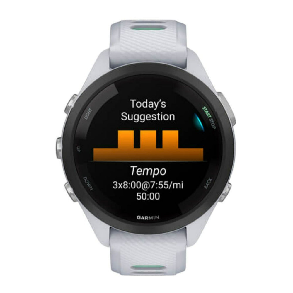 Garmin Forerunner 265S Black Bezel with Whitestone Case GPS Smartwatch (Whitestone and Neo Tropic)