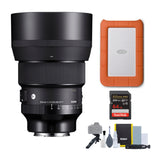Sigma 85mm f/1.4 DG DN Art Lens for Sony E with LaCie 1TB HDD Bundle