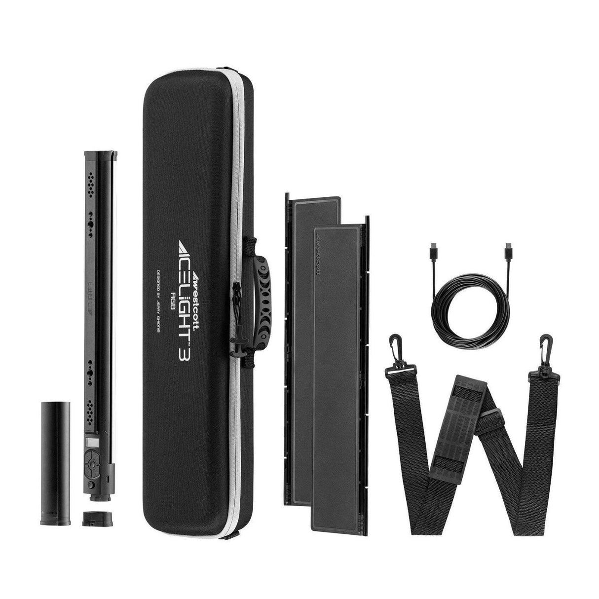 Westcott Ice Light 3 RGBWW LED Kit with Battery Grip, Barndoors, Silent Operation, and OLED Display