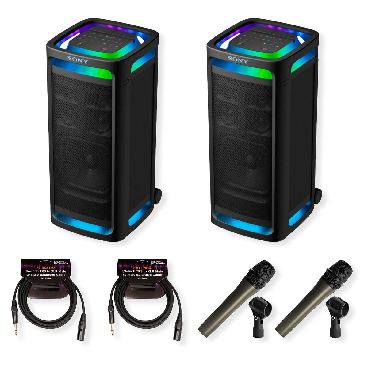 Sony ULT TOWER 9 Wireless Party Speaker 360-Degree Sound (Black, 2-Pack) Bundle
