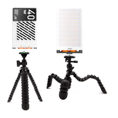 Zhiyun FIVERAY M40 Powerful 40W Pocket LED Light (2-Pack) with 10-Inch Spider Tripod Bundle