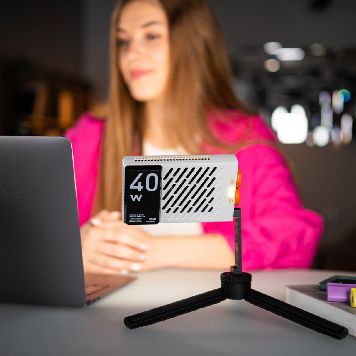 Zhiyun FIVERAY M40 Powerful 40W Pocket LED Light (2-Pack) with 10-Inch Spider Tripod Bundle