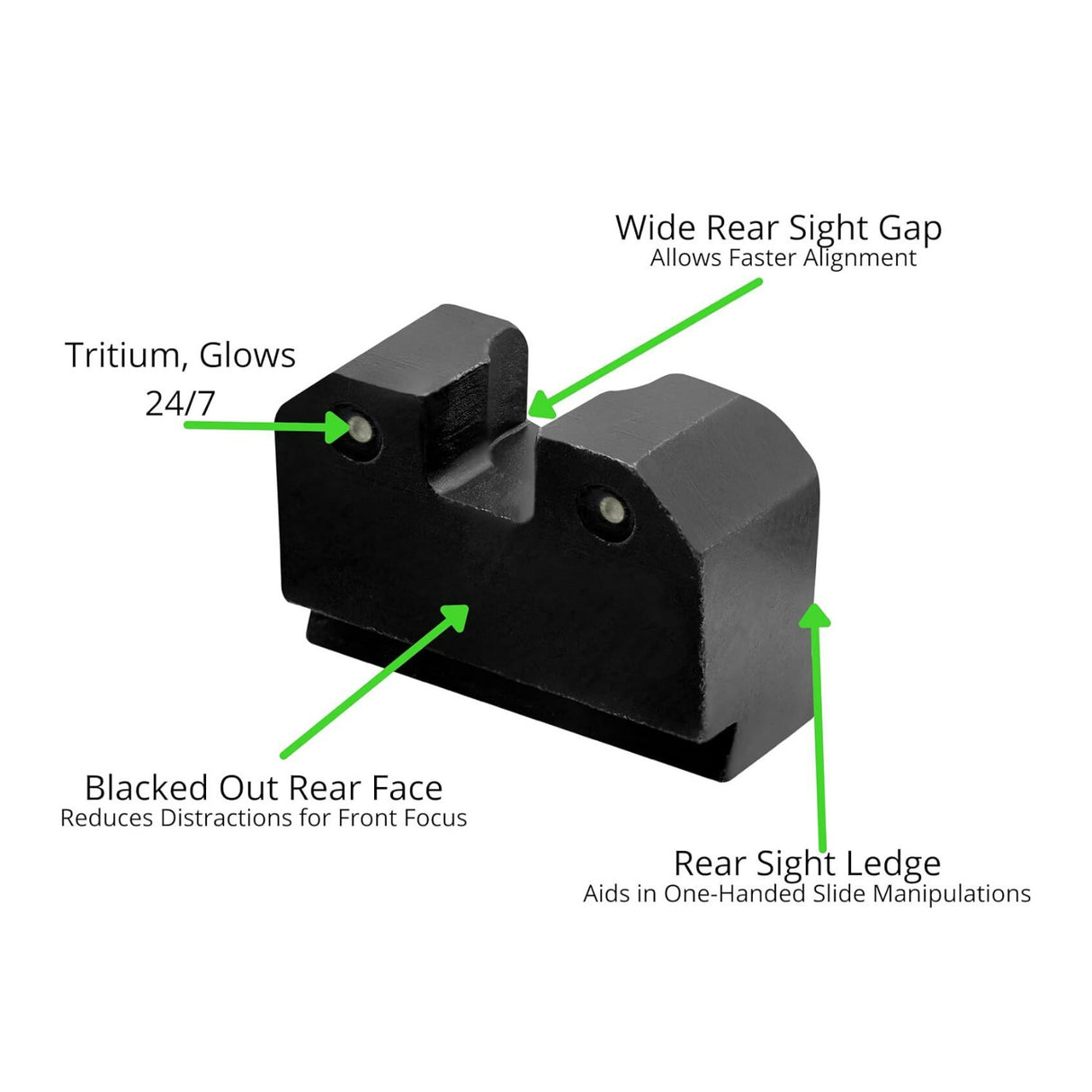 XS Sights R3D Tritium Night Sights with Photoluminescent Glow Dot for Glocks (Green)