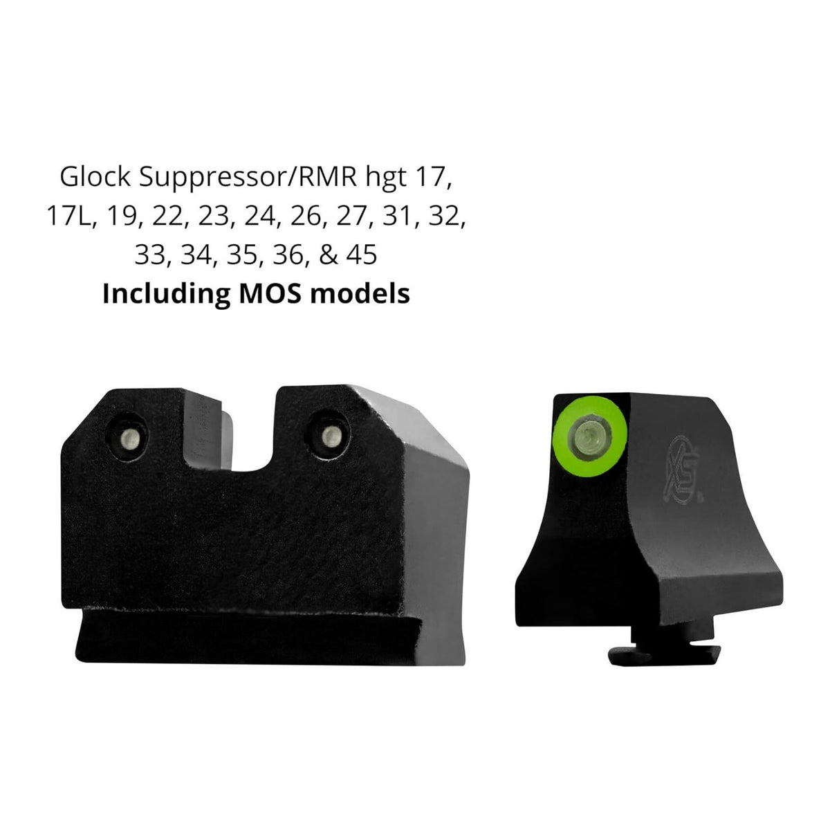 XS Sights R3D Tritium Night Sights with Photoluminescent Glow Dot for Glocks (Green)