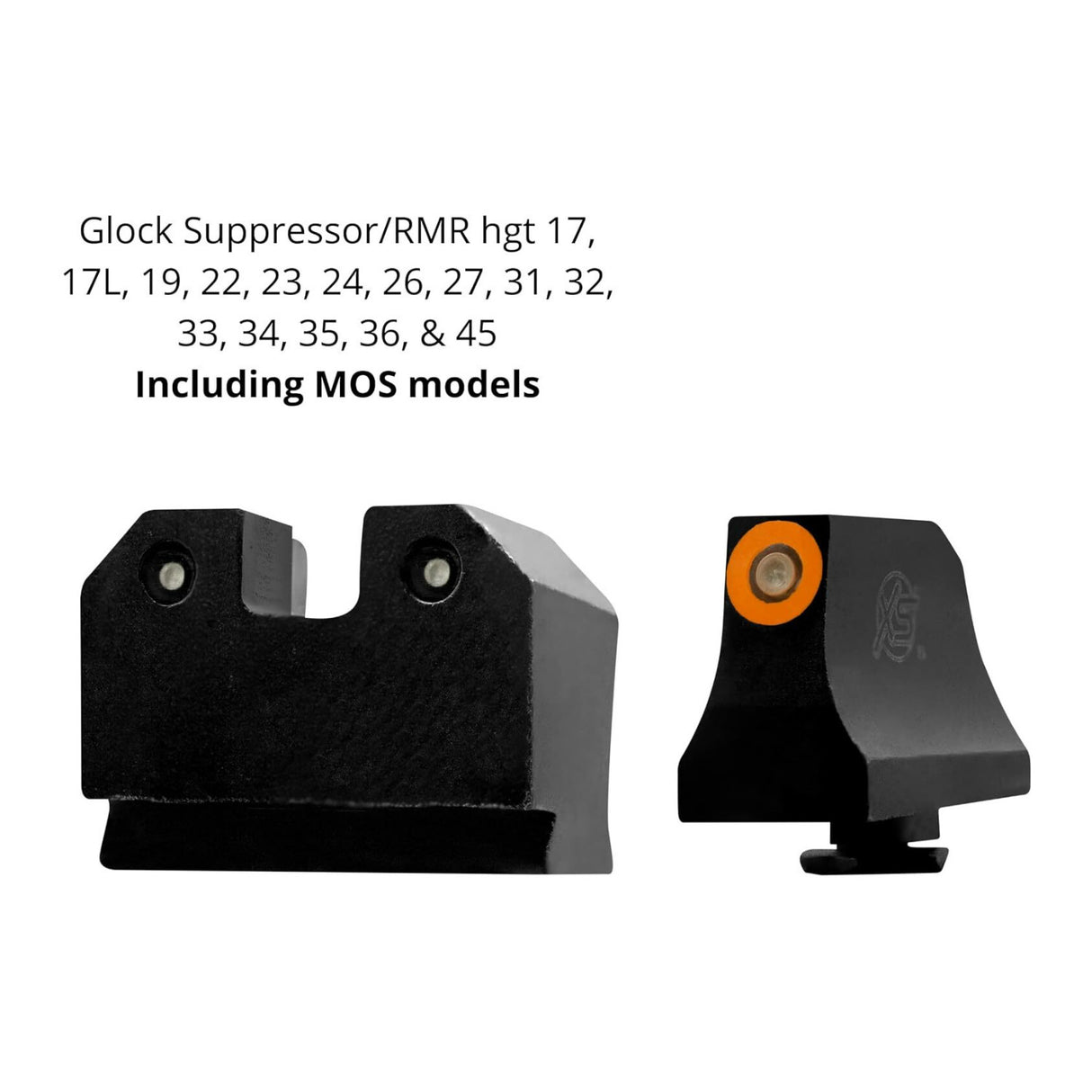 XS Sights R3D Tritium Night Sights with Photoluminescent Glow Dot for Glocks (Orange)