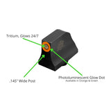 XS Sights R3D Tritium Night Sights with Photoluminescent Glow Dot for Glocks (Orange)