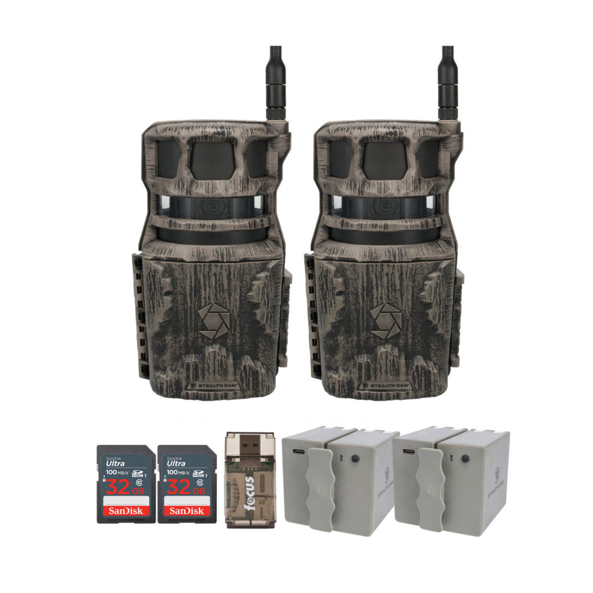 Stealth Cam Revolver 40MP Pro 360-Degree Cellular Trail Camera (2-Pack) and Battery (2-Pack) Bundle