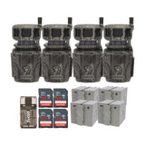 Stealth Cam Revolver 36MP 360-Degree Cellular Trail Camera (4-Pack) and Battery (4-Pack) Bundle