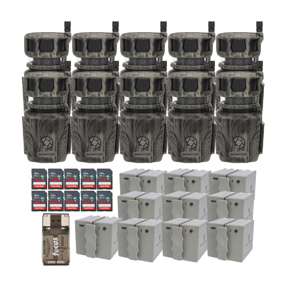 Stealth Cam Revolver 36MP 360-Degree Cellular Trail Camera with 0.25-Inch Mount (10-Pack) Bundle