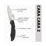 Spyderco Cara Cara 2 PlainEdge Black Knife with Emerson Opener and FRN Handle
