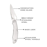 Spyderco Byrd Cara Cara 2 CombinationEdge Stainless Steel Knife with Steel Blade