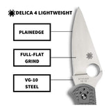 Spyderco Delica 4 Lightweight 7.15 Inch PlainEdge Signature Gray Folding Knife