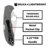 Spyderco Delica 4 Lightweight 7.15 Inch PlainEdge Signature Gray Folding Knife