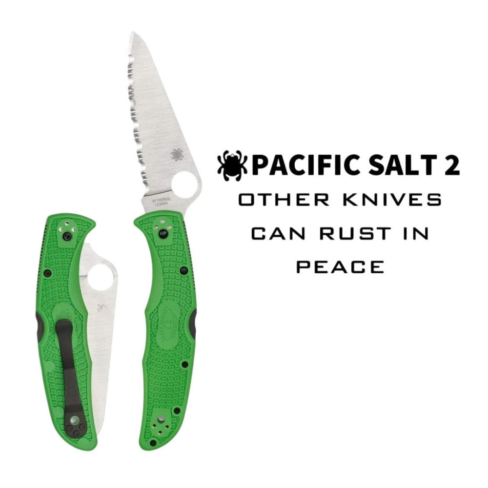 Spyderco Pacific Salt 2 SpyderEdge Green Folding Knife with H 1 Steel Blade (Open Box)