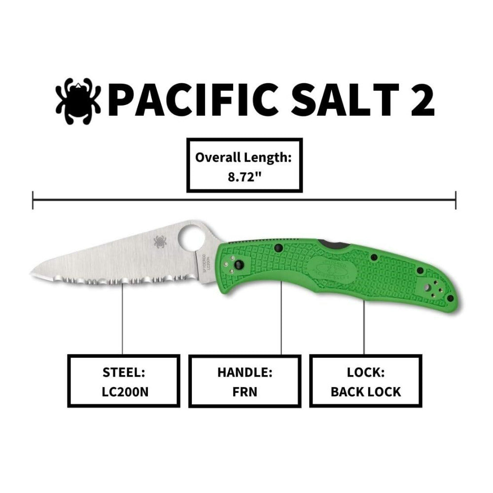 Spyderco Pacific Salt 2 SpyderEdge Green Folding Knife with H 1 Steel Blade (Open Box)