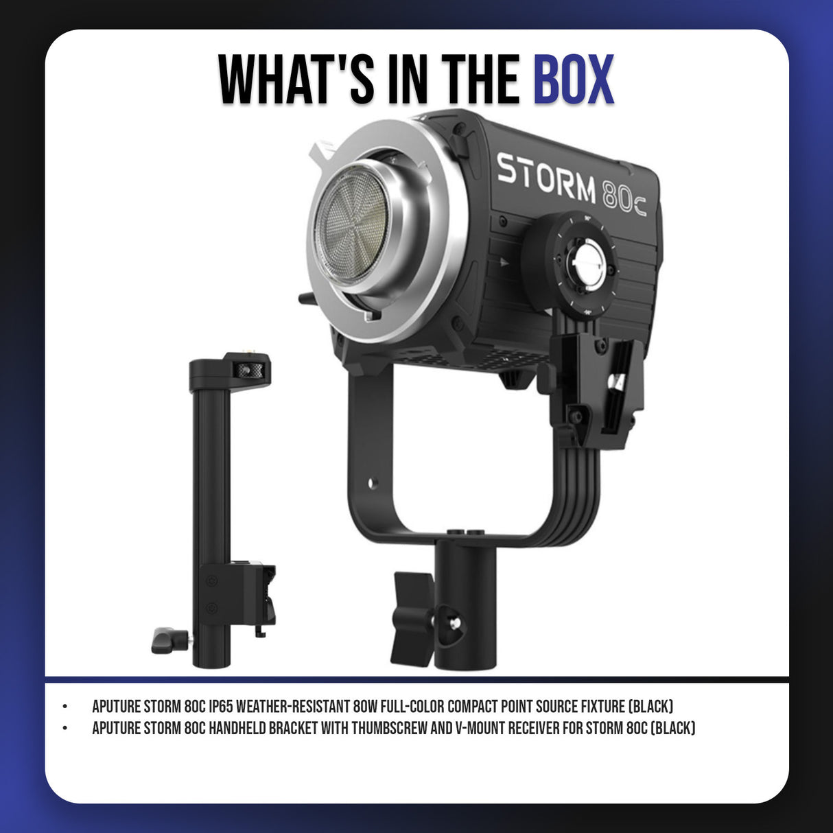 Aputure STORM 80c IP65 80W Full-Color Fixture (Black) with STORM 80c Handheld Bracket (Black) Bundle