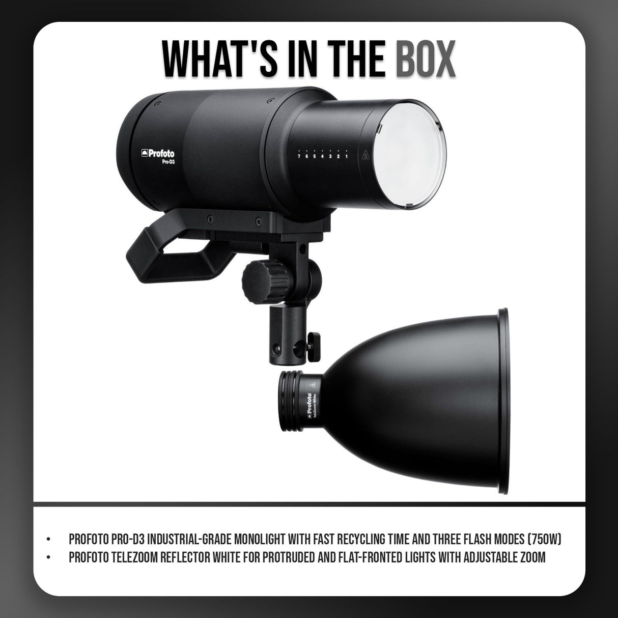 Profoto TeleZoom Reflector White for Protruded and Flat-Fronted Lights with Monolight Bundle