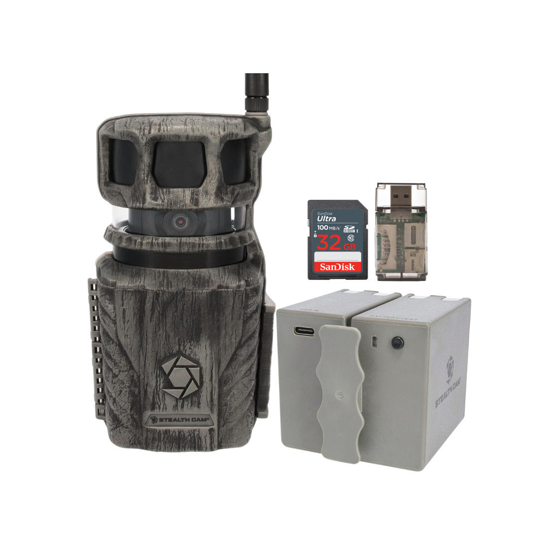 Stealth Cam Revolver 36MP 360-Degree Cellular Trail Camera and Rechargeable Li Battery Pack Bundle
