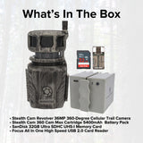 Stealth Cam Revolver 36MP 360-Degree Cellular Trail Camera and Rechargeable Li Battery Pack Bundle
