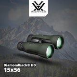 Vortex Diamondback HD 15x56 Binoculars with Basic Smartphone Adapter and Black Camo Hat Bundle