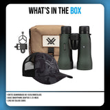 Vortex Diamondback HD 15x56 Binoculars with Basic Smartphone Adapter and Black Camo Hat Bundle