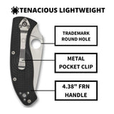 Spyderco Tenacious Folding Utility PlainEdge Black Pocket Knife with FRN Handle