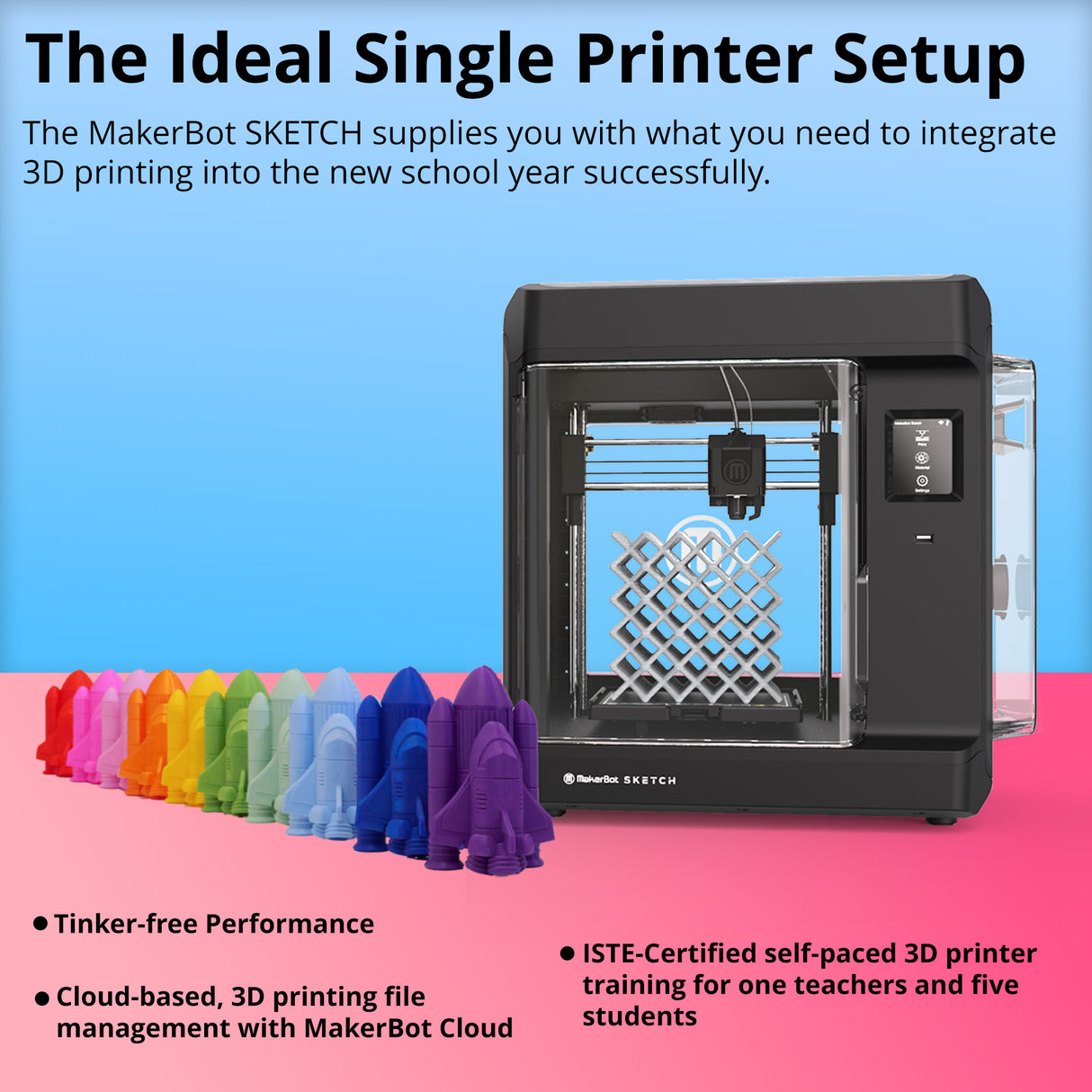 MakerBot Sketch Single-Printer Setup 3D Printer with Cloud Printing File Management Software Bundle