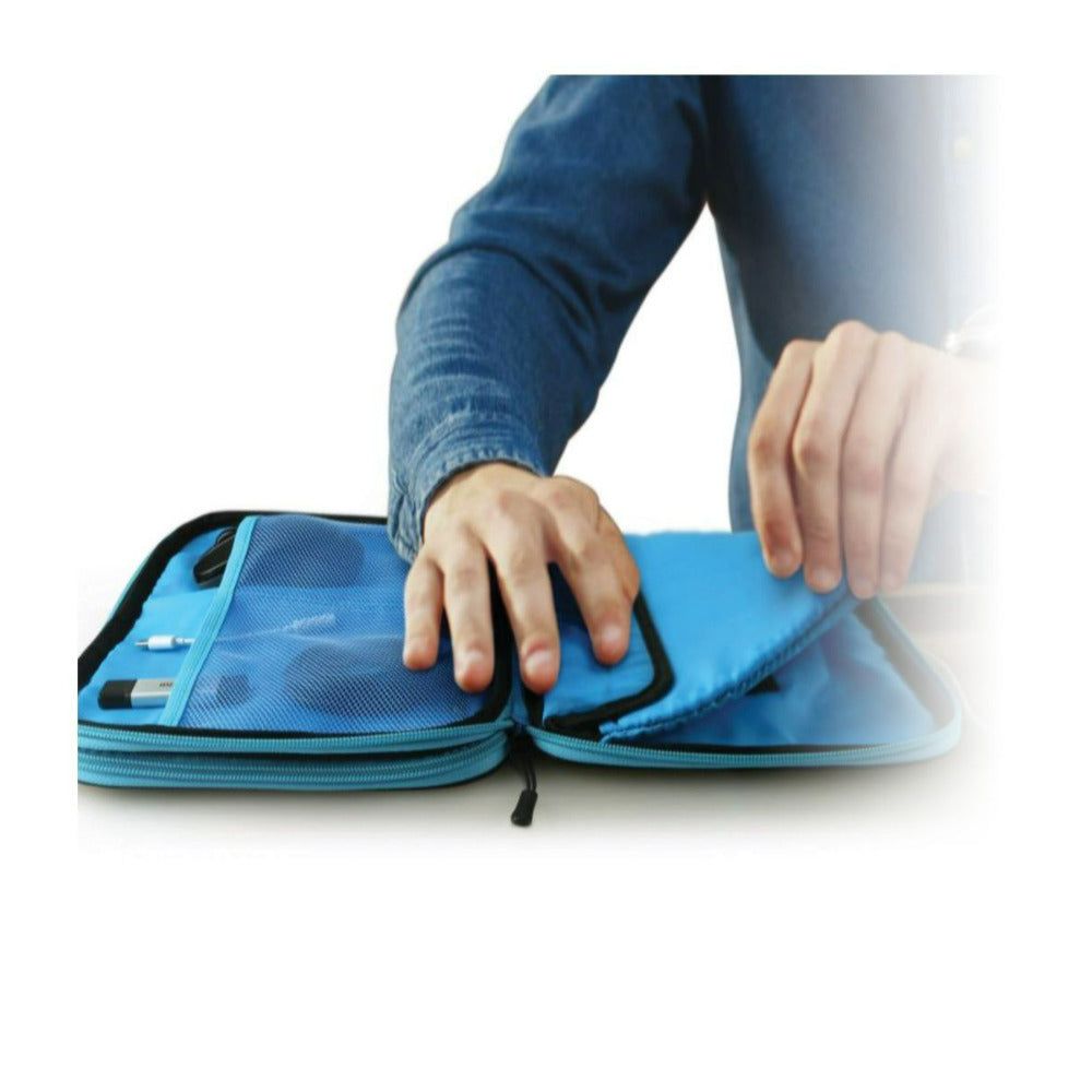 Maxell Double Layer Carrying Case with Elastic Bands, Mesh Pockets, and Detachable Pouch (Blue)