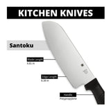 Spyderco K08 Santoku 12.6 Inch PlainEdge Black Kitchen Knife with MBS 26 Blade