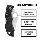 Spyderco Ladybug 3 Lockback PlainEdge Saber Grind Black Knife