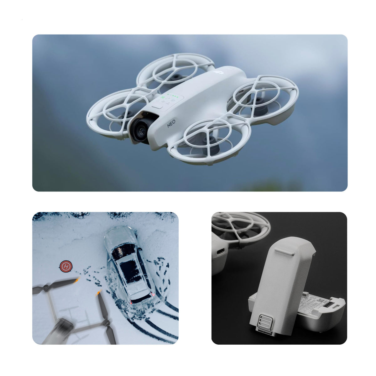 DJI Neo Palm Sized Lightweight Drone with Two Intelligent Flight Batteries and Drone Landing Pad