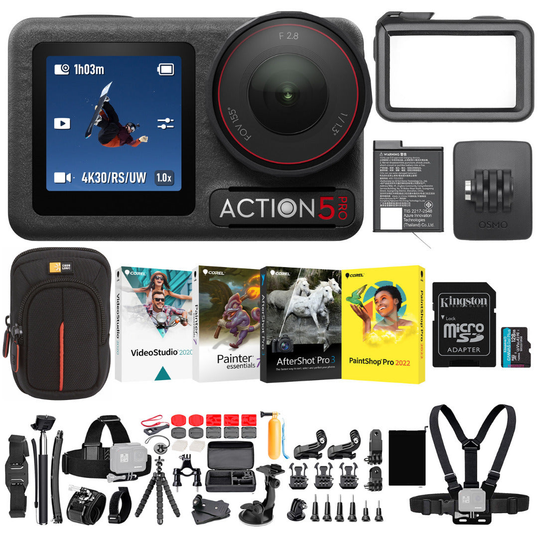 DJI Osmo Action 5 Pro Standard Combo Bundle  with 4 Photo Softwares, 50-in-1 Accessory Set Bundle