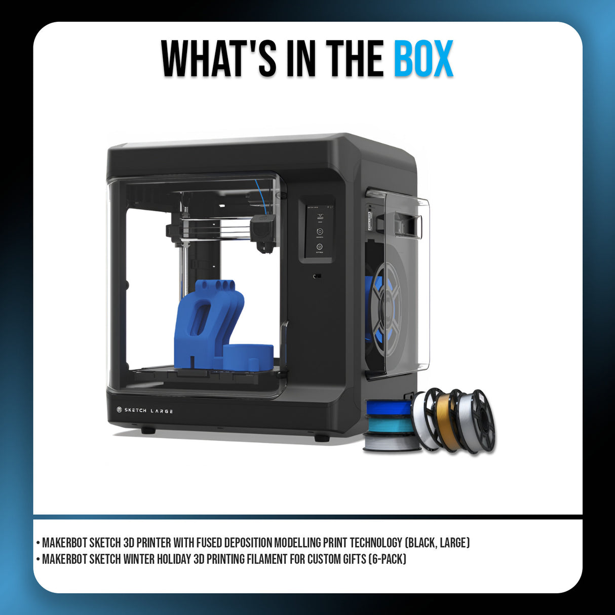 MakerBot Sketch 3D Printer (Black, Large) and Winter Holiday Filament (6-Pack) Bundle